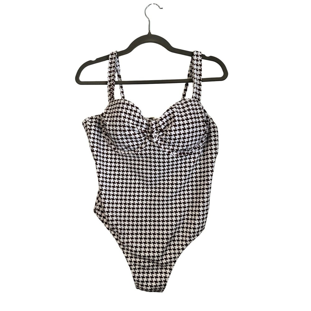 Women's Pucker Houndstooth Underwire Medium Coverage One Piece Swimsuit XL